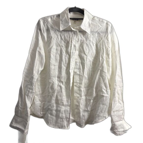 Women's Boden 100% Linen White Button Down Shirt Size 6R - Picture 1 of 4